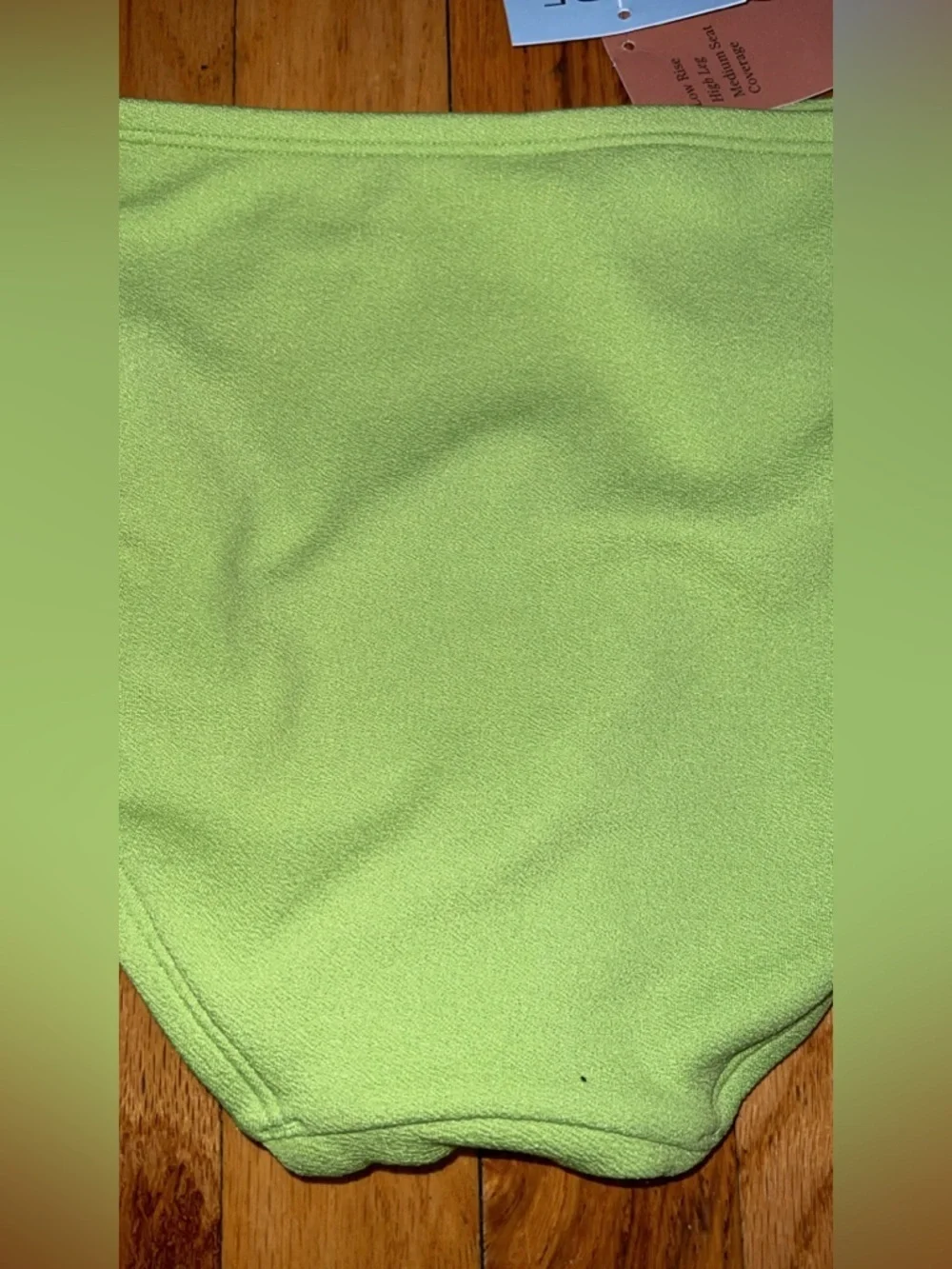 Shade & Shore Green Tie-Side Bikini Bottom w/ Pearl Detail NWT Size L (12-14)